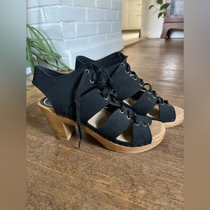 No. 6 Black Suede Lace Up Clogs